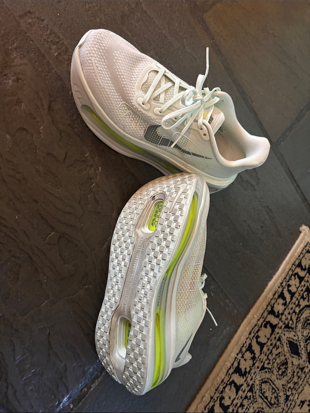 Nike White Women's Running Shoes with Lime Accents
